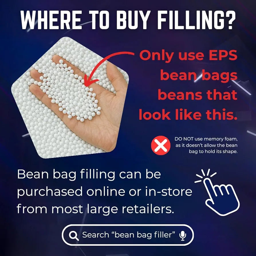 Throne Boss Gaming Bean Bag Chair Cover for Kids with High Back, Blue – Floor Gaming Chair Cover, Easy to Clean Fabric, Large Side Pockets, Headphone Hanger, Requires 200 Liters Polystyrene Beans