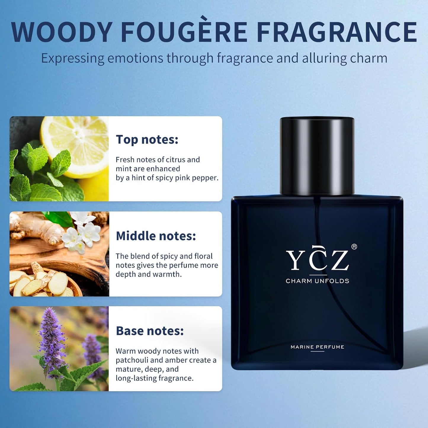 YCZ - MENS COLOGNE - Refreshing & Warm Masculine Scent for Daily Use
