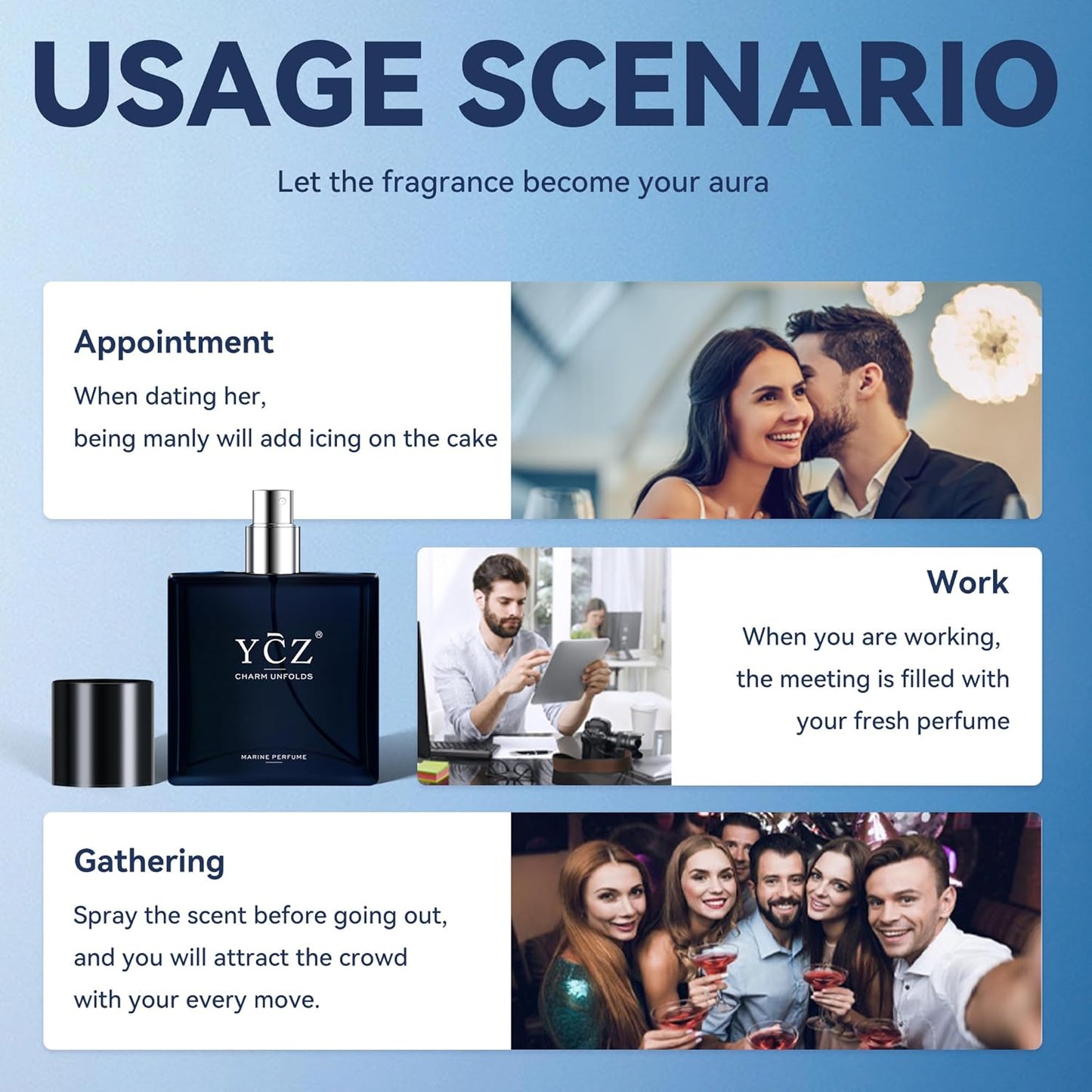 YCZ - MENS COLOGNE - Refreshing & Warm Masculine Scent for Daily Use