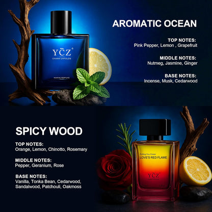 YCZ MEN'S COLOGNE - MIDNIGHT MARINE & ENCHANTING OCEAN (BUNDLE SET)